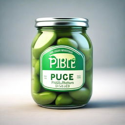 A high-quality, photo-realistic 3D render of a pickle jar