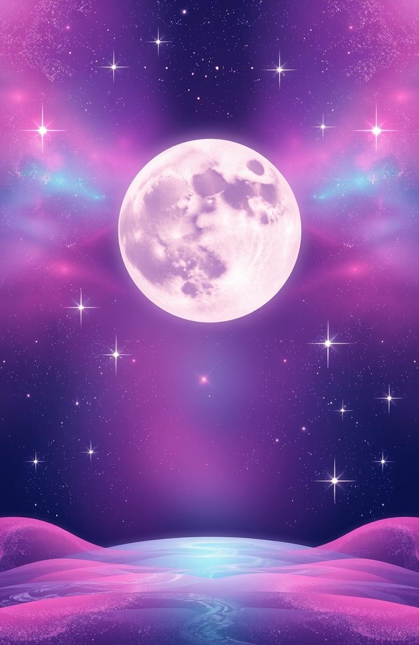 A mesmerizing background featuring a blend of purple, pink, and blue colors, embodying a tranquil cosmic theme