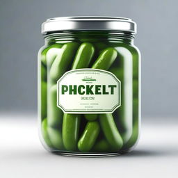 A high-quality, photo-realistic 3D render of a pickle jar