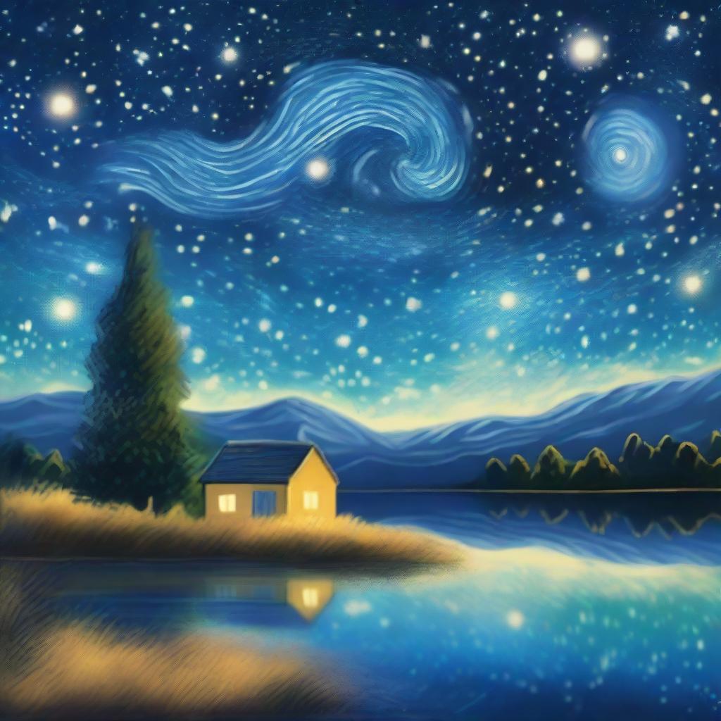 A high-quality digital art image that captures the essence of a starry night