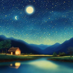 A high-quality digital art image that captures the essence of a starry night