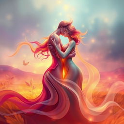An abstract and artistic representation of human intimacy, featuring intertwined figures that symbolize connection and romance