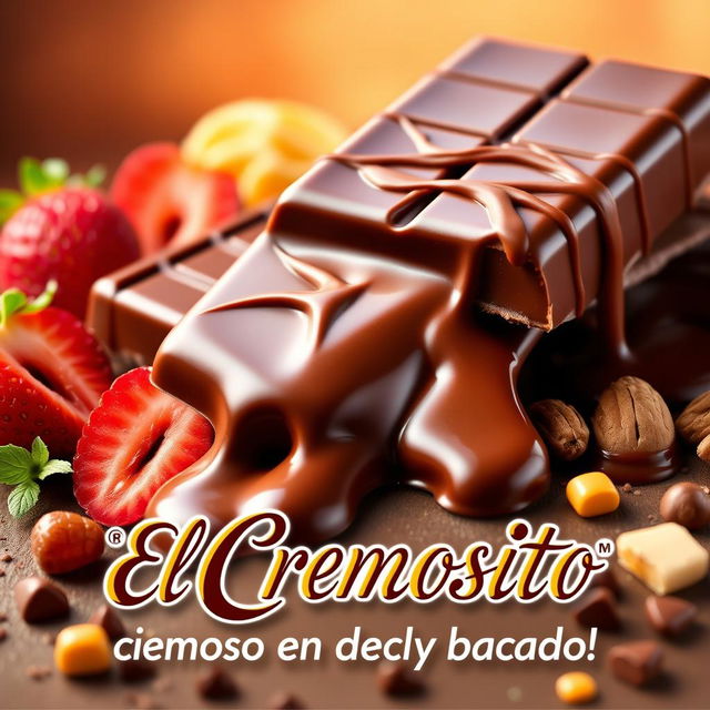 A vibrant and enticing advertisement for a chocolate brand called 'El Cremosito'