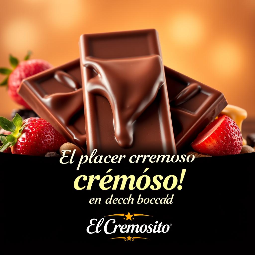 A vibrant and enticing advertisement for a chocolate brand called 'El Cremosito'