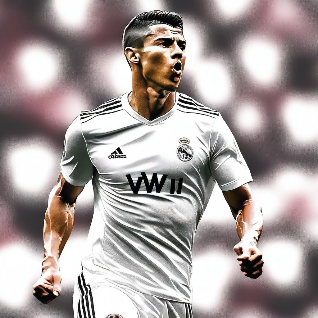 A high-quality digital art image showcasing Cristiano Ronaldo, the renowned footballer