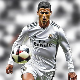 A high-quality digital art image showcasing Cristiano Ronaldo, the renowned footballer