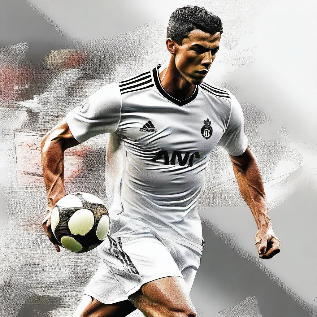 A high-quality digital art image showcasing Cristiano Ronaldo, the renowned footballer