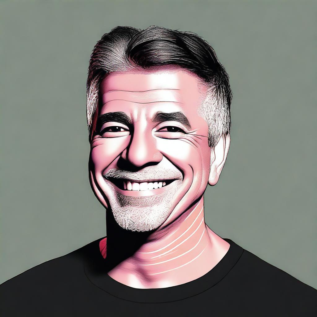 A high-quality digital art image featuring Simon Phillip Cowell, the prominent music executive and television personality