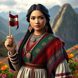 A 3D portrait of Micaela Bastidas, the wife of Túpac Amaru II, set in the year 1745
