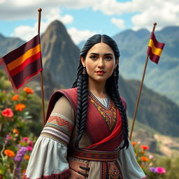 A 3D portrait of Micaela Bastidas, the wife of Túpac Amaru II, set in the year 1745