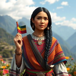 A 3D portrait of Micaela Bastidas, the wife of Túpac Amaru II, set in the year 1745