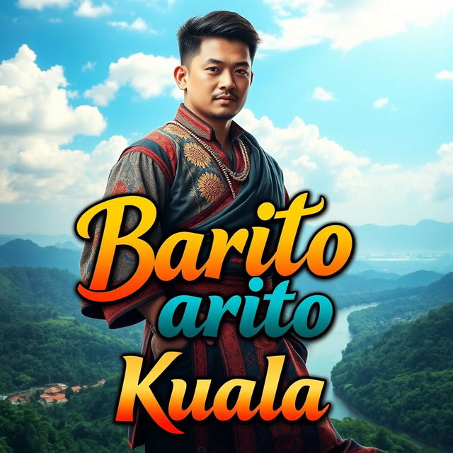 A dynamic and eye-catching poster featuring a male figure representing Barito Kuala