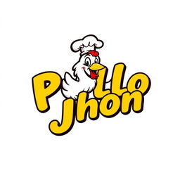 A vibrant and eye-catching logo for a chicken restaurant named 'Pollo Jhon'