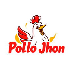 A vibrant and eye-catching logo for a chicken restaurant named 'Pollo Jhon'