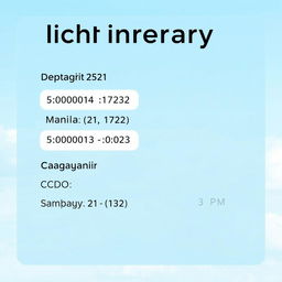 Flight itinerary with details: Departure from Manila (MNL) on August 2, arriving at Cagayan de Oro (CDO) on August 5 at 3 PM