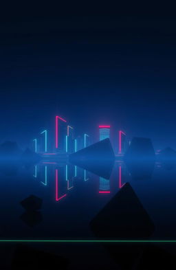 A minimalistic sci-fi fantasy landscape featuring futuristic architecture