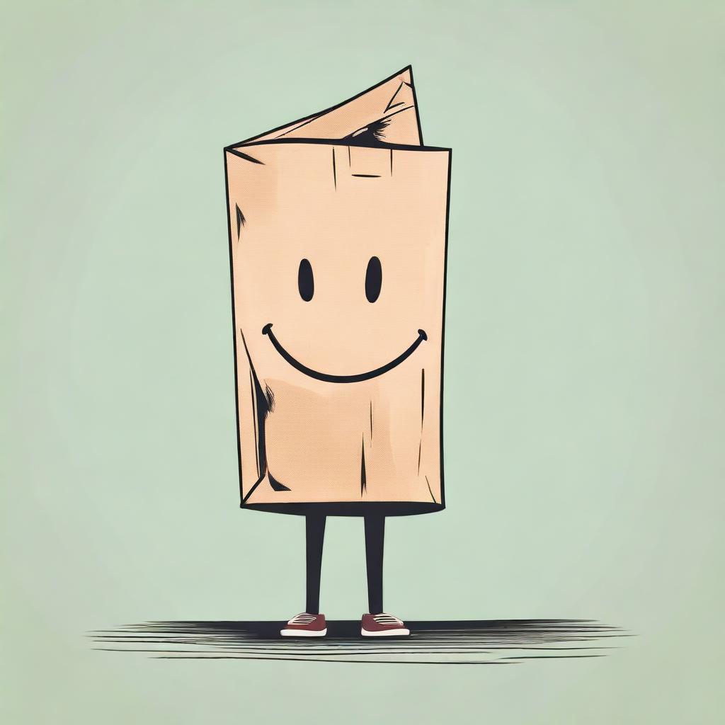 A high-quality digital art image featuring a person with a paper bag over their head