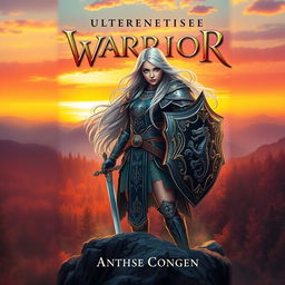 A stunning book cover design featuring a powerful female warrior in a fantasy setting