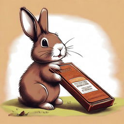 A playful, high-quality digital art image featuring a Hershey's chocolate bar resting on top of a rabbit