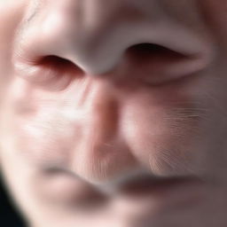 A high-quality, close-up digital art image of a person's nose with hairs protruding from it