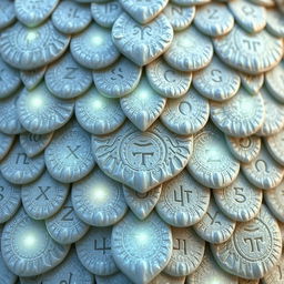A fantasy art novel cover featuring mesmerizing white dragon scales as the primary design element