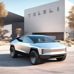 A high-quality, photo-realistic 3D render of the Tesla Cybertruck