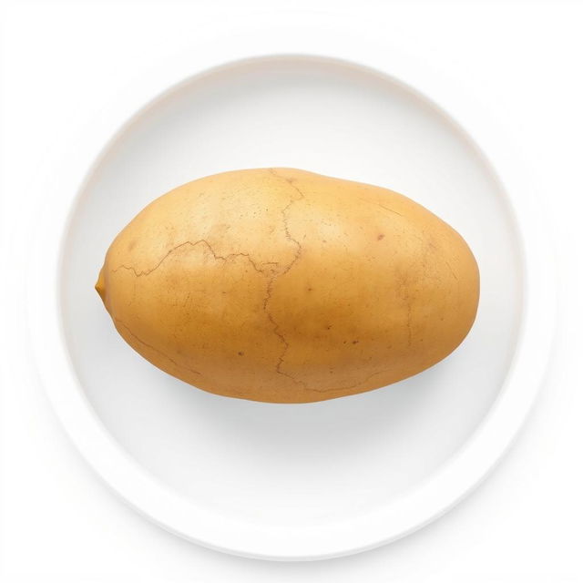 A 3D render of a realistic potato, with its earthy brown skin and textured surface prominently displayed