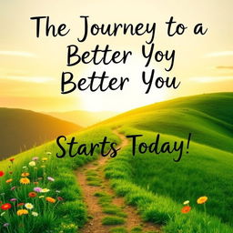 A motivational poster centered around the theme of self-improvement, featuring a vibrant and serene landscape that embodies growth and positivity