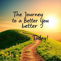 A motivational poster centered around the theme of self-improvement, featuring a vibrant and serene landscape that embodies growth and positivity