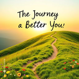 A motivational poster centered around the theme of self-improvement, featuring a vibrant and serene landscape that embodies growth and positivity