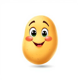 A 3D cartoon potato with a friendly expression on a pure white background