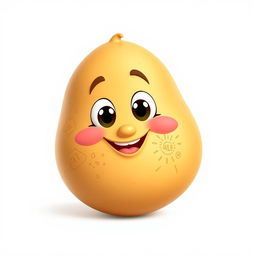 A 3D cartoon potato with a friendly expression on a pure white background