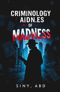 A captivating book cover for 'Criminology Of Madness', featuring a dark and intriguing design