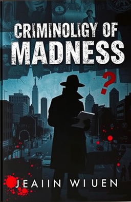 A captivating book cover for 'Criminology Of Madness', featuring a dark and intriguing design