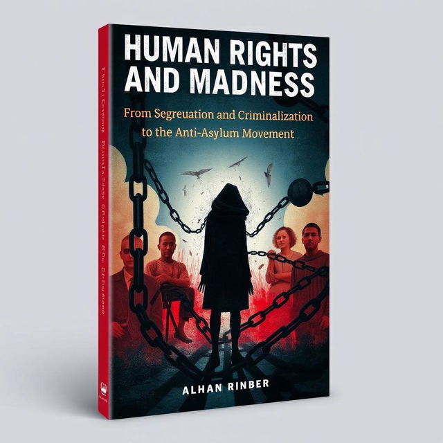 A powerful and thought-provoking book cover for 'Human Rights and Madness: From Segregation and Criminalization to the Anti-Asylum Movement'