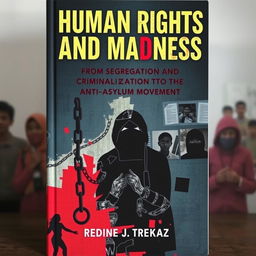 A powerful and thought-provoking book cover for 'Human Rights and Madness: From Segregation and Criminalization to the Anti-Asylum Movement'