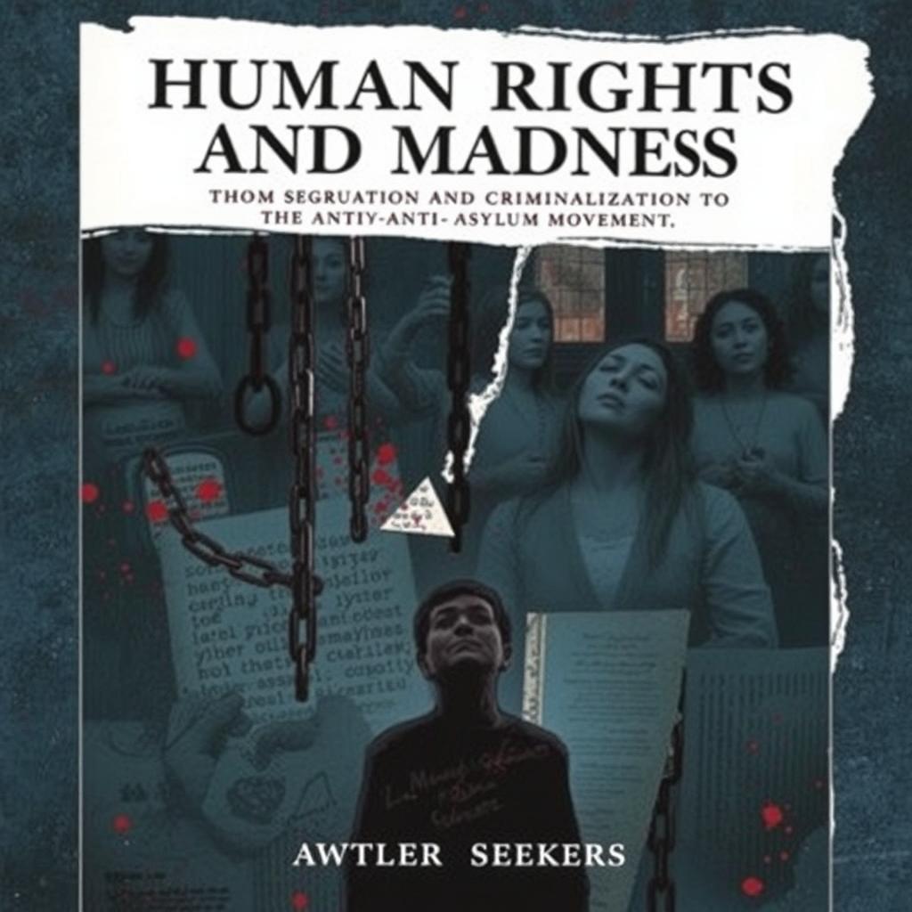 A powerful and thought-provoking book cover for 'Human Rights and Madness: From Segregation and Criminalization to the Anti-Asylum Movement'