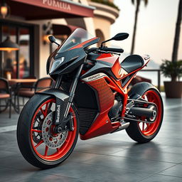 A striking 3D rendering of a futuristic 1400 cm3 Benelli racing motorcycle, showcasing a truly unique design