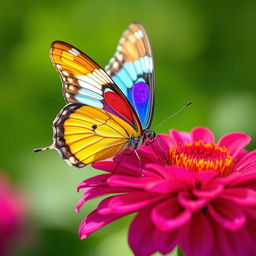 A beautiful butterfly resting delicately on a vibrant flower
