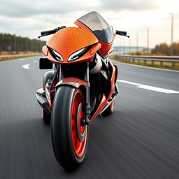 A stunning 3D rendering of a futuristic 1400 cm3 Benelli racing motorcycle, showcasing its unique design