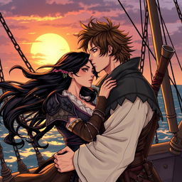 An illustration in manhwa style of a passionate couple kissing