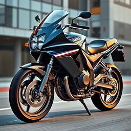 An impressive 3D rendering of the Yamaha GTX 1000 motorcycle, highlighting its classic yet sporty design