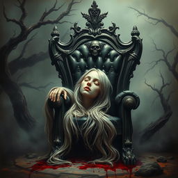 A highly artistic representation of a surreal scene in a dark fantasy setting