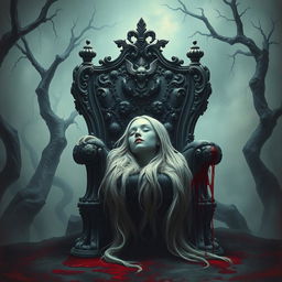 A highly artistic representation of a surreal scene in a dark fantasy setting