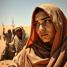 A powerful image depicting Sumayyah binti Khayyat and her family being forced out into the scorching desert of Makkah