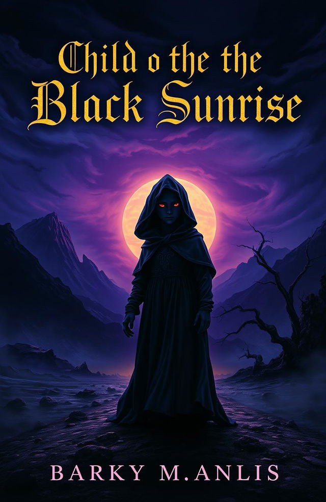 A dark fantasy book cover titled 'Child of the Black Sunrise'