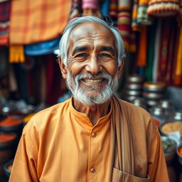 A portrait of an older Indian gentleman, showcasing his wisdom and experience