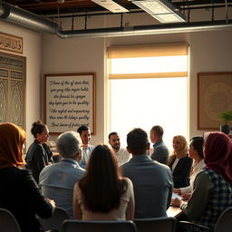 A serene office environment emphasizing Islamic Human Resource Management principles