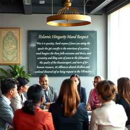 A serene office environment emphasizing Islamic Human Resource Management principles