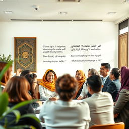 A serene office environment emphasizing Islamic Human Resource Management principles